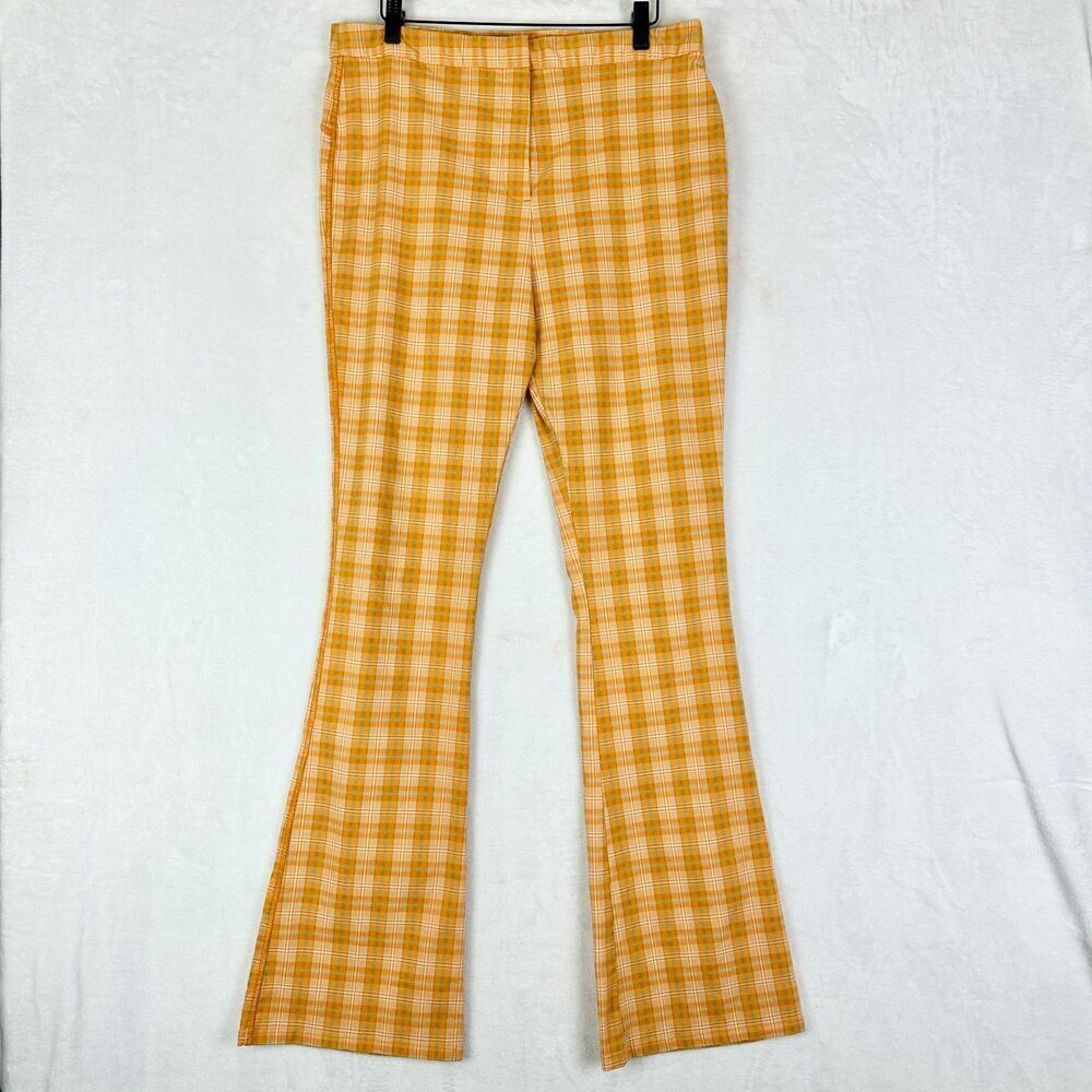 Collusion Plaid Flare Pants Size 10 Orange Academia Preppy Punk Rave Festival